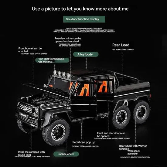 Mercedes 6x6  - Diecast Metal Car - Scale 1:24