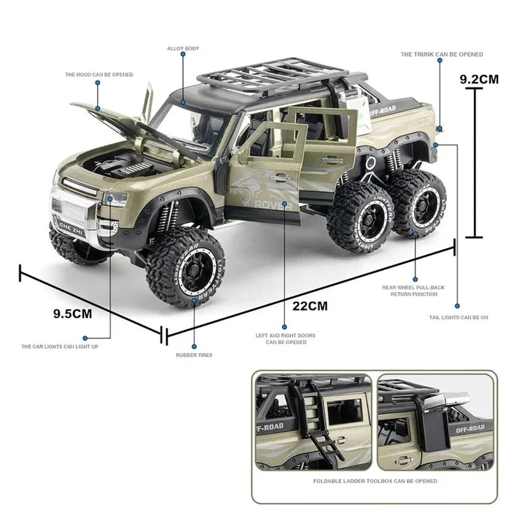 Land Rover Defender Guard 6x6  - Diecast Metal Car - Scale 1:24